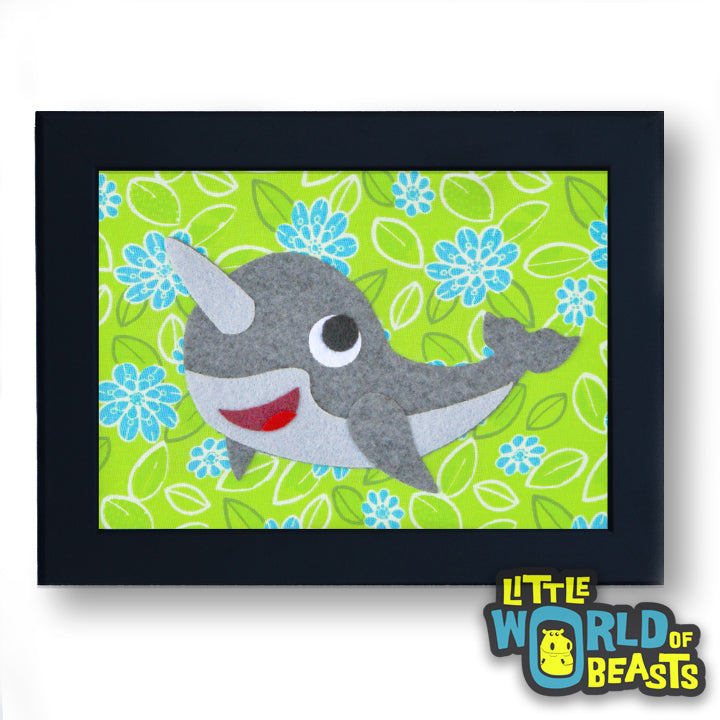 Vinnie the Narwhal - Framed Kids Room Decor -Little World of Beasts