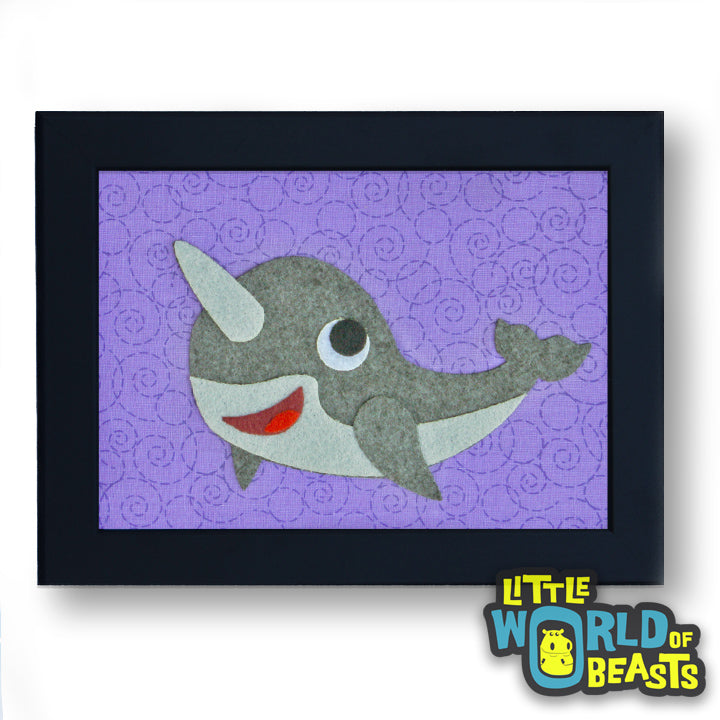 Vinnie the Narwhal - Framed Kids Room Decor -Little World of Beasts