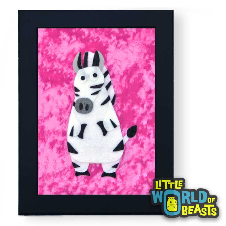 Temperance the Zebra Framed - Zoo Animal Nursery Art - Little World of Beasts