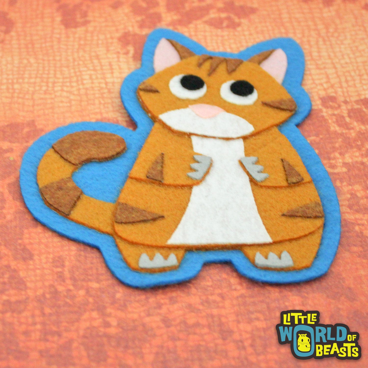 Augustus the Orange Tabby - Felt Cat Applique - Iron On or Sew On Patch