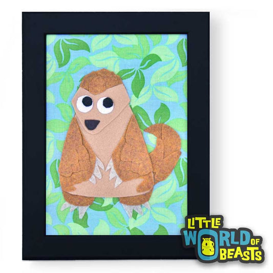 Gillian the Pangolin - Framed Cartoon Animal Art