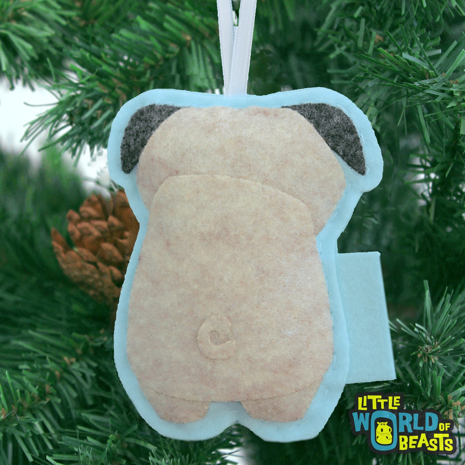 Pug Felt Christmas Ornament