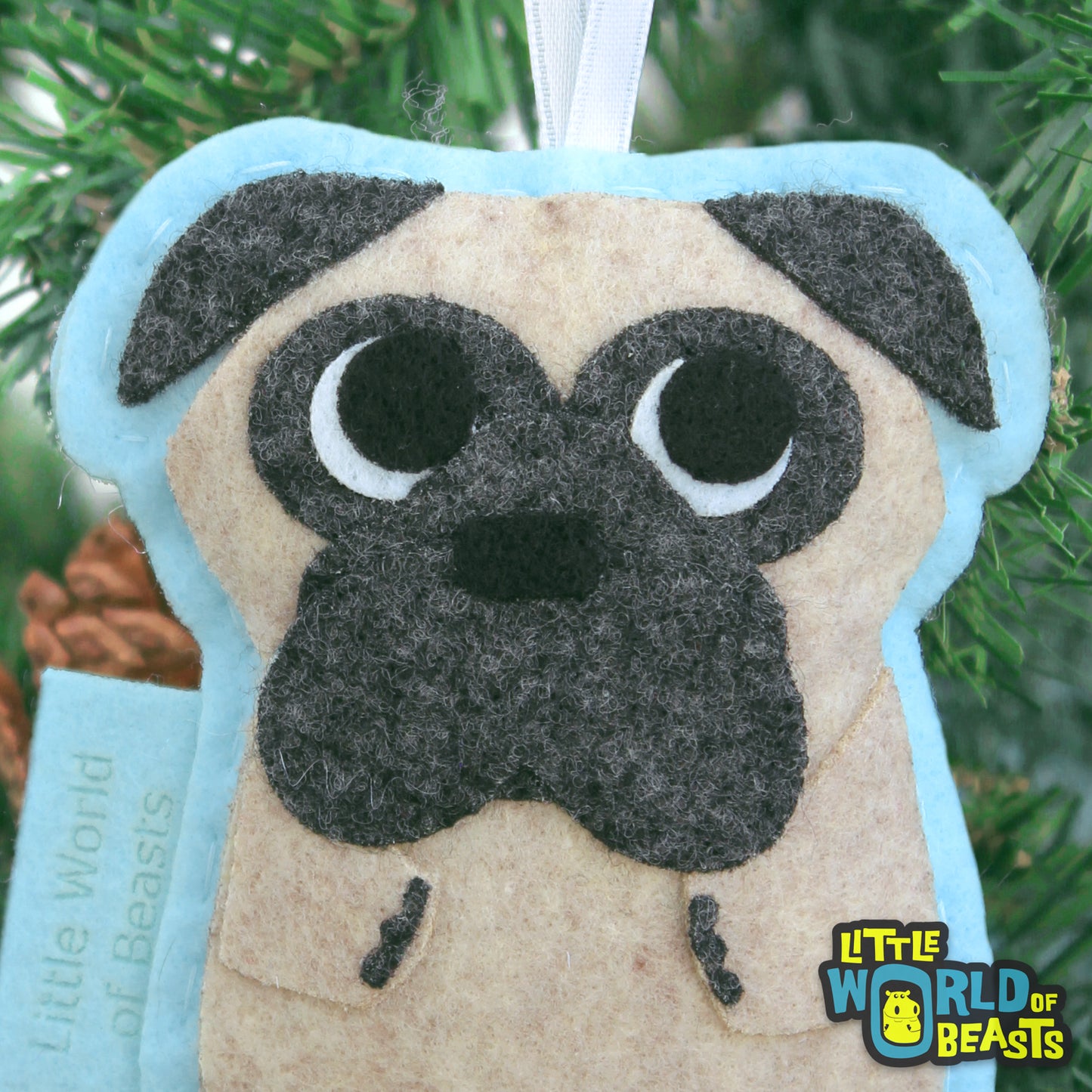 Pug Felt Christmas Ornament