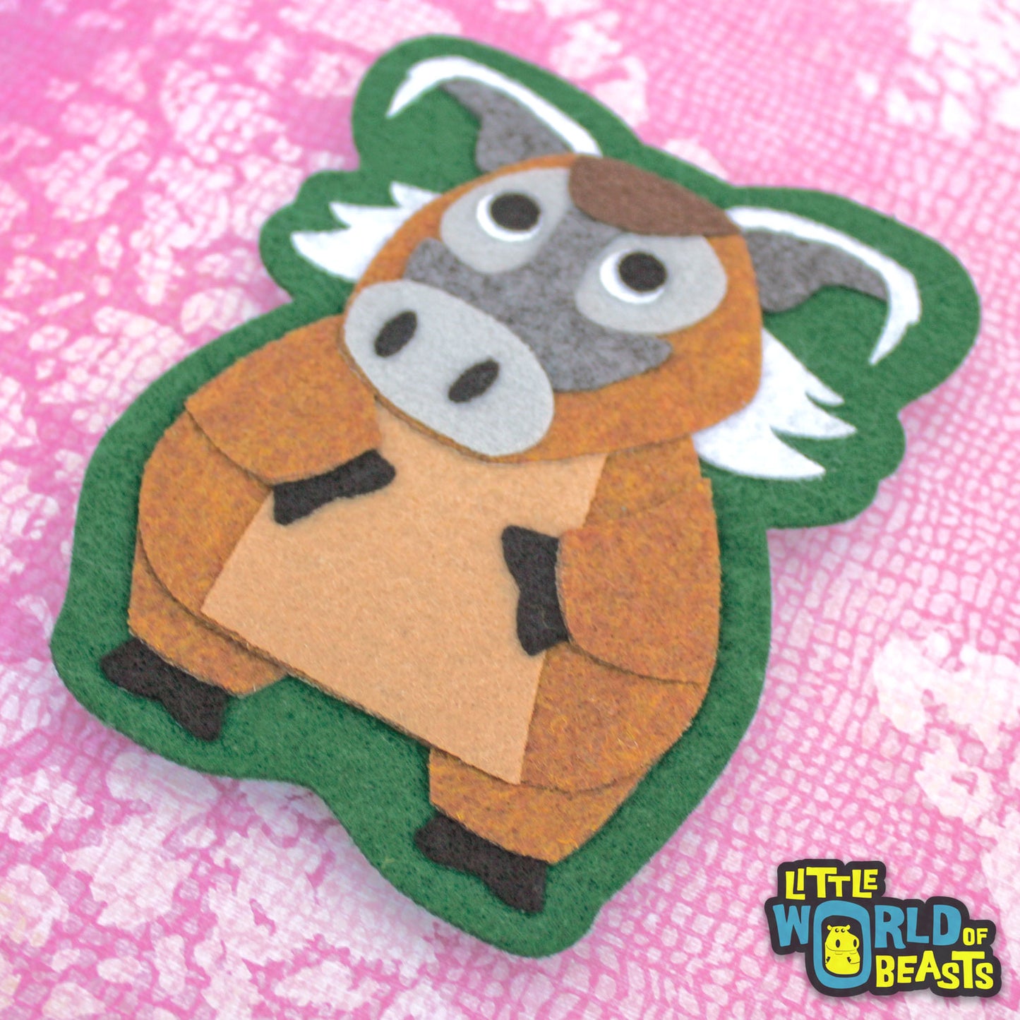 Iron on Patch - Felt Animal Applique - Red River Hog