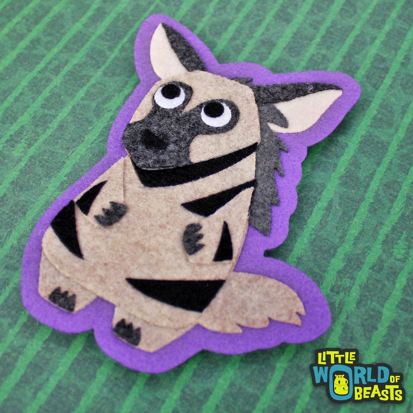 Ichabod the Striped Hyena - Sew On or Iron On Felt Animal Patch