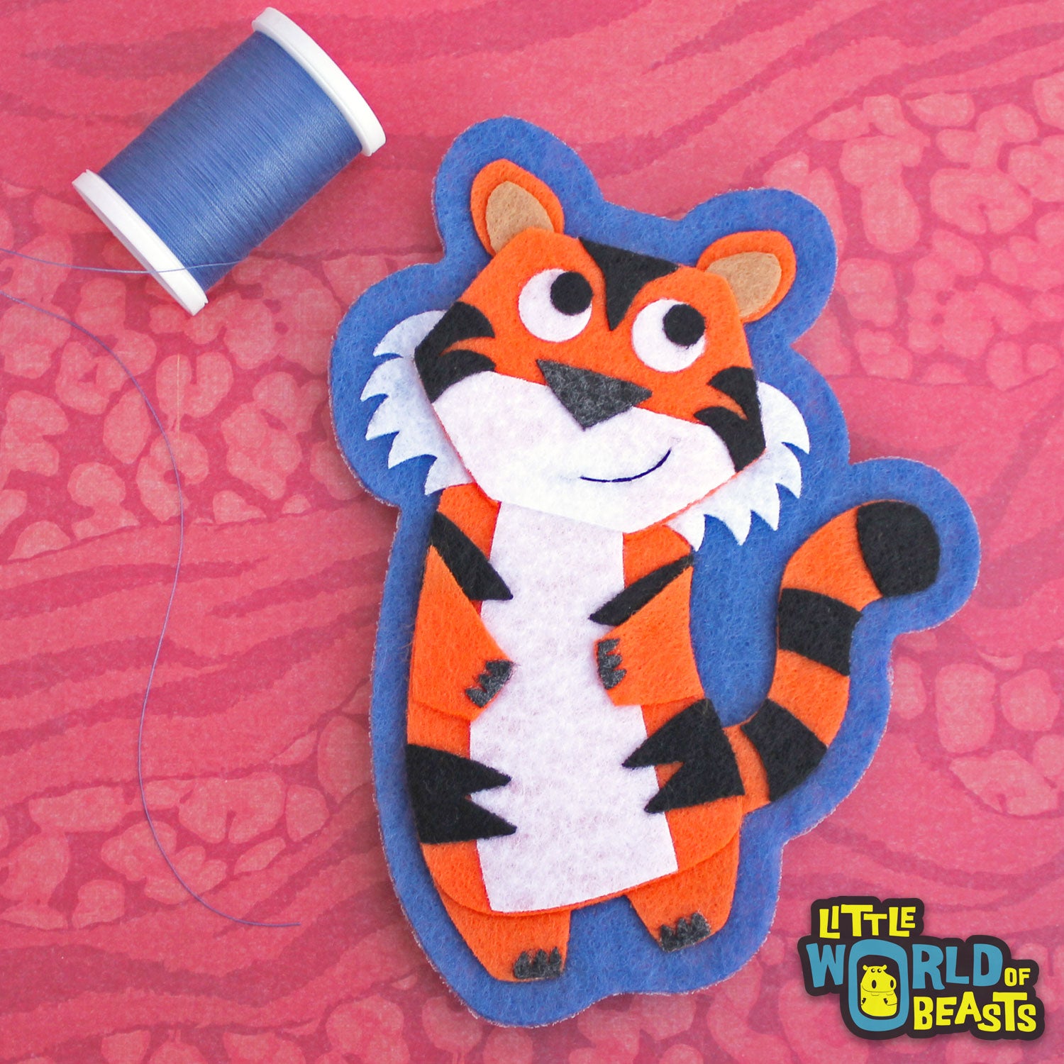 Kiki the Tiger - Sew On or Iron on Felt Animal Patch  - Little World of Beasts