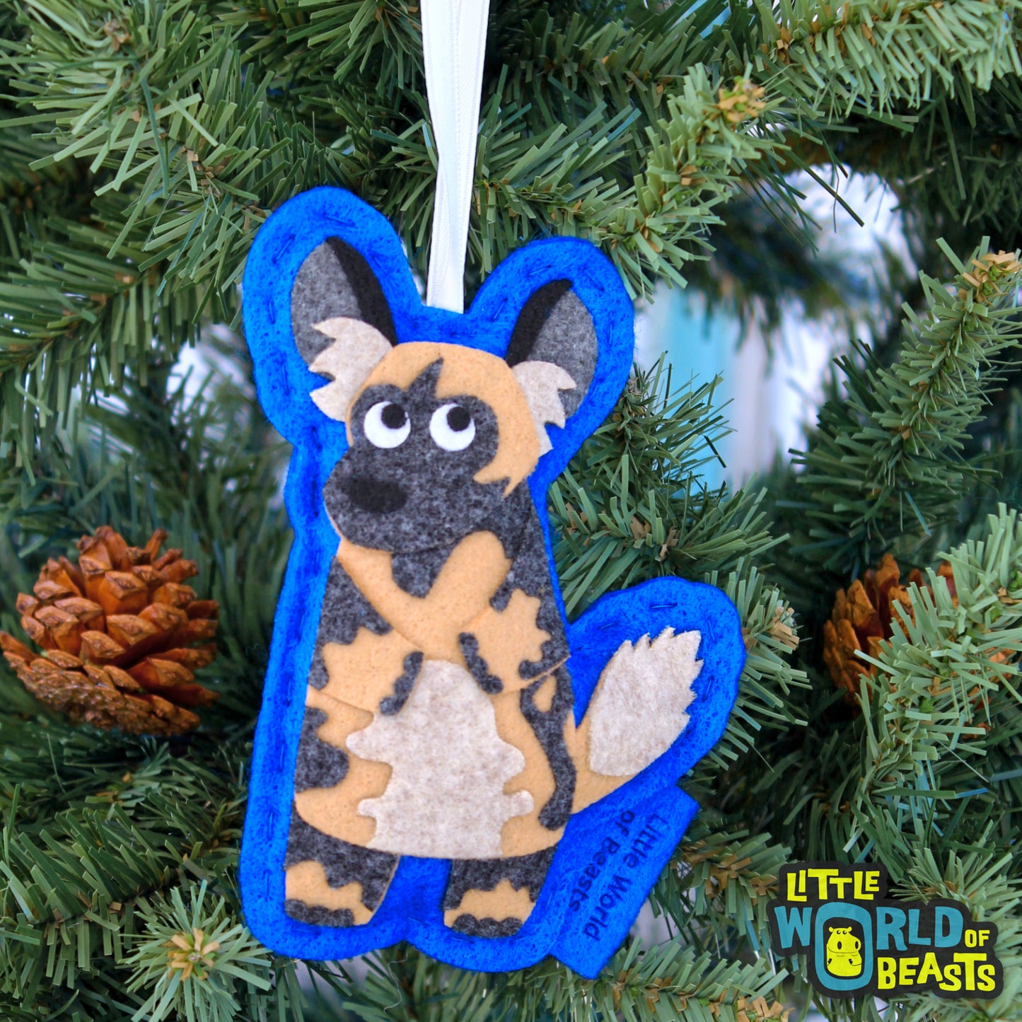 African Painted Dog -  Felt Animal Ornament