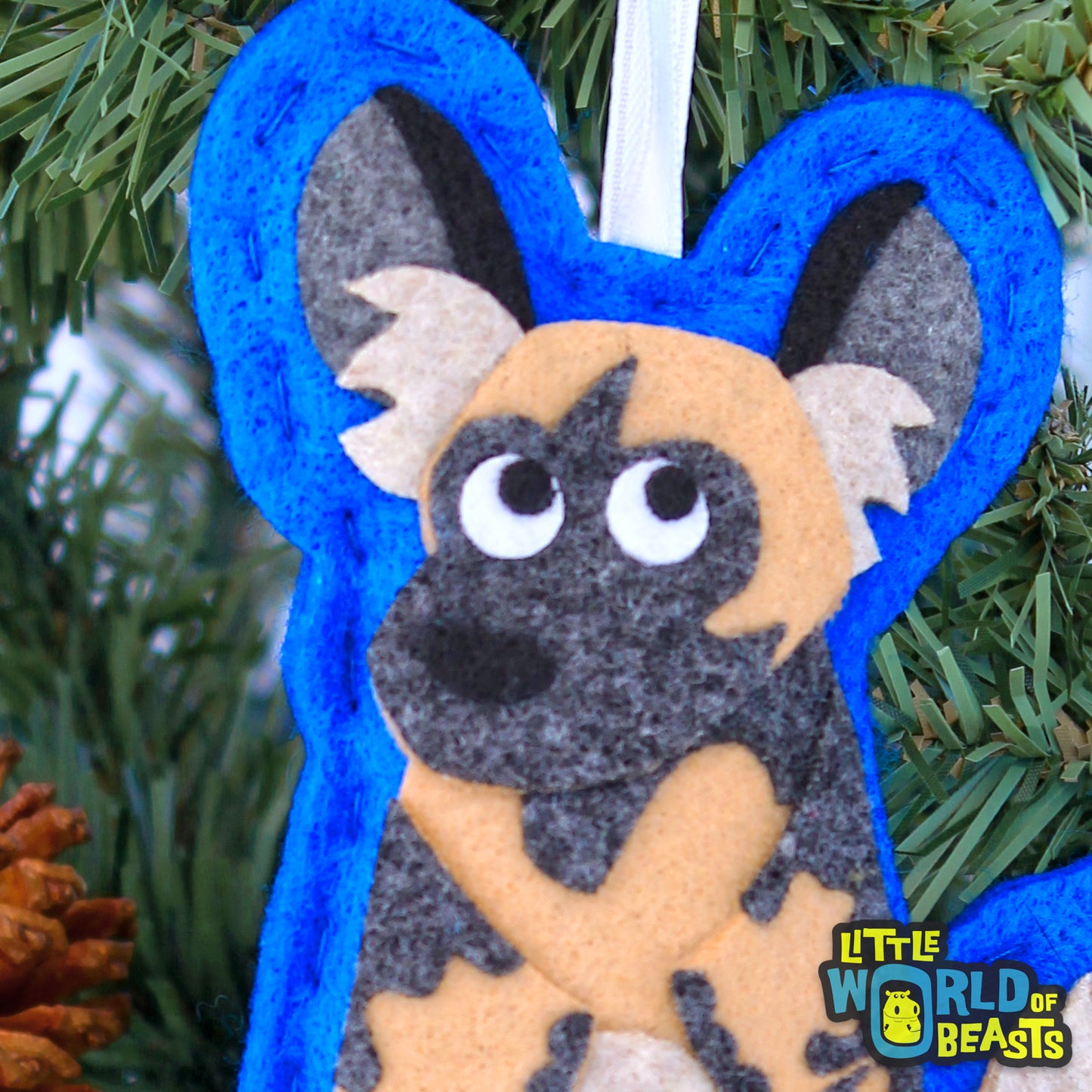 African Painted Dog -  Felt Animal Ornament