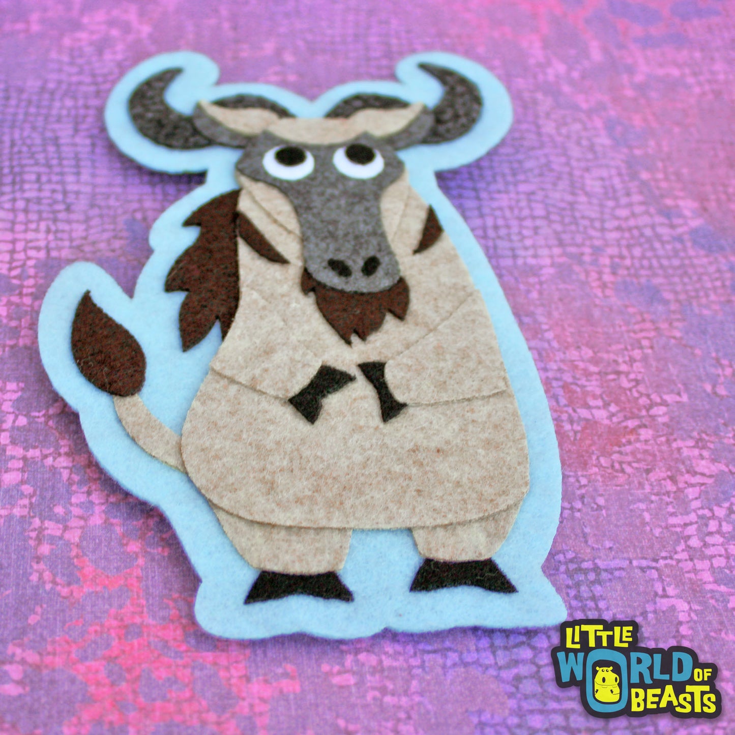 Wildebeest - Felt Animal Patch - Sew On or Iron On