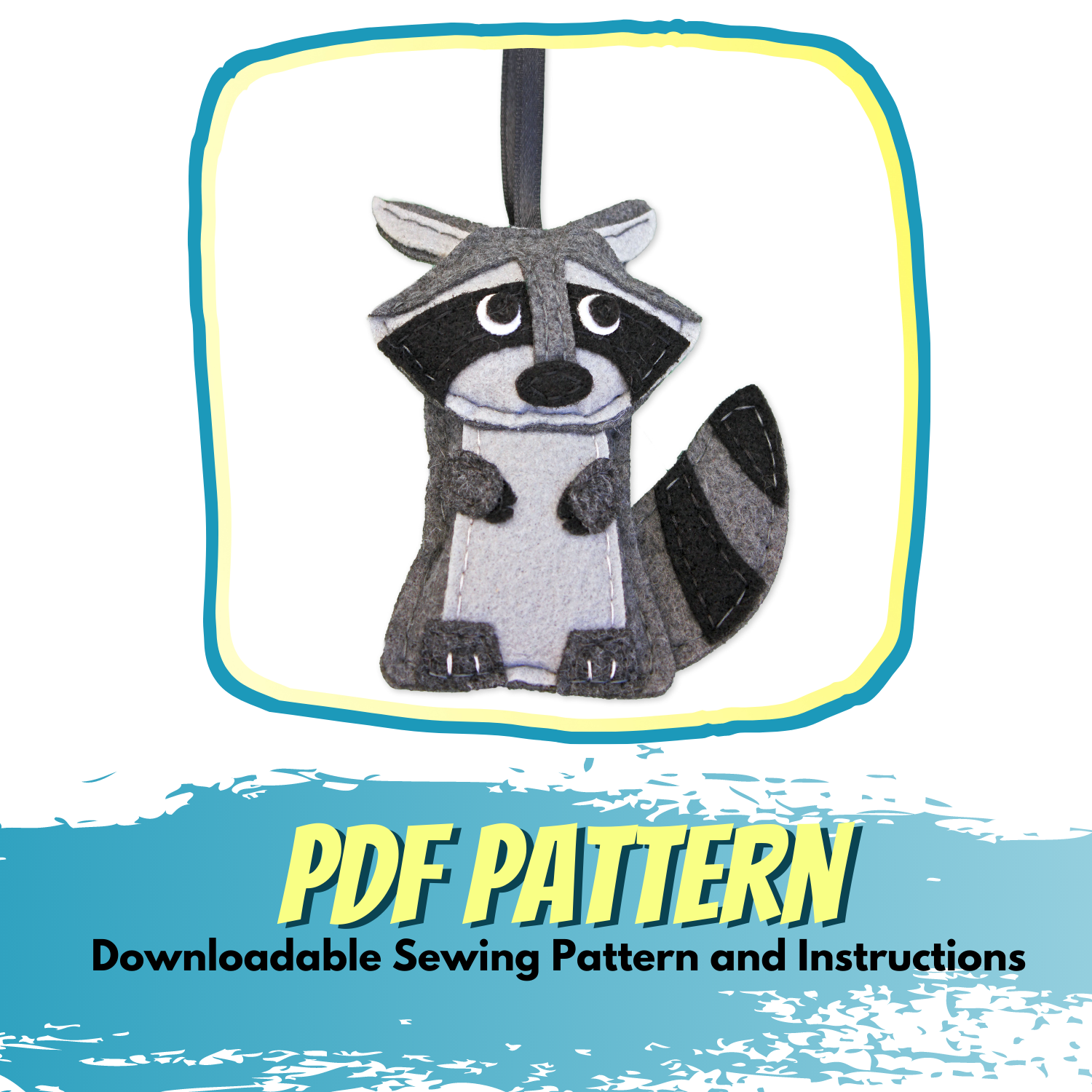 Raccoon - Felt Animal Pattern -  Woodland Christmas Ornament