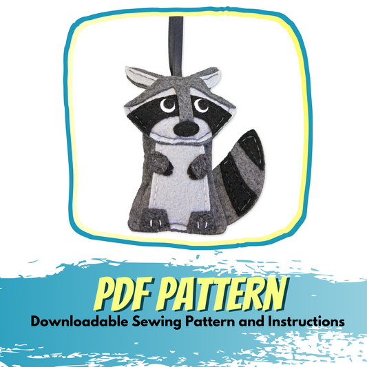 Raccoon - Felt Animal Pattern -  Woodland Christmas Ornament
