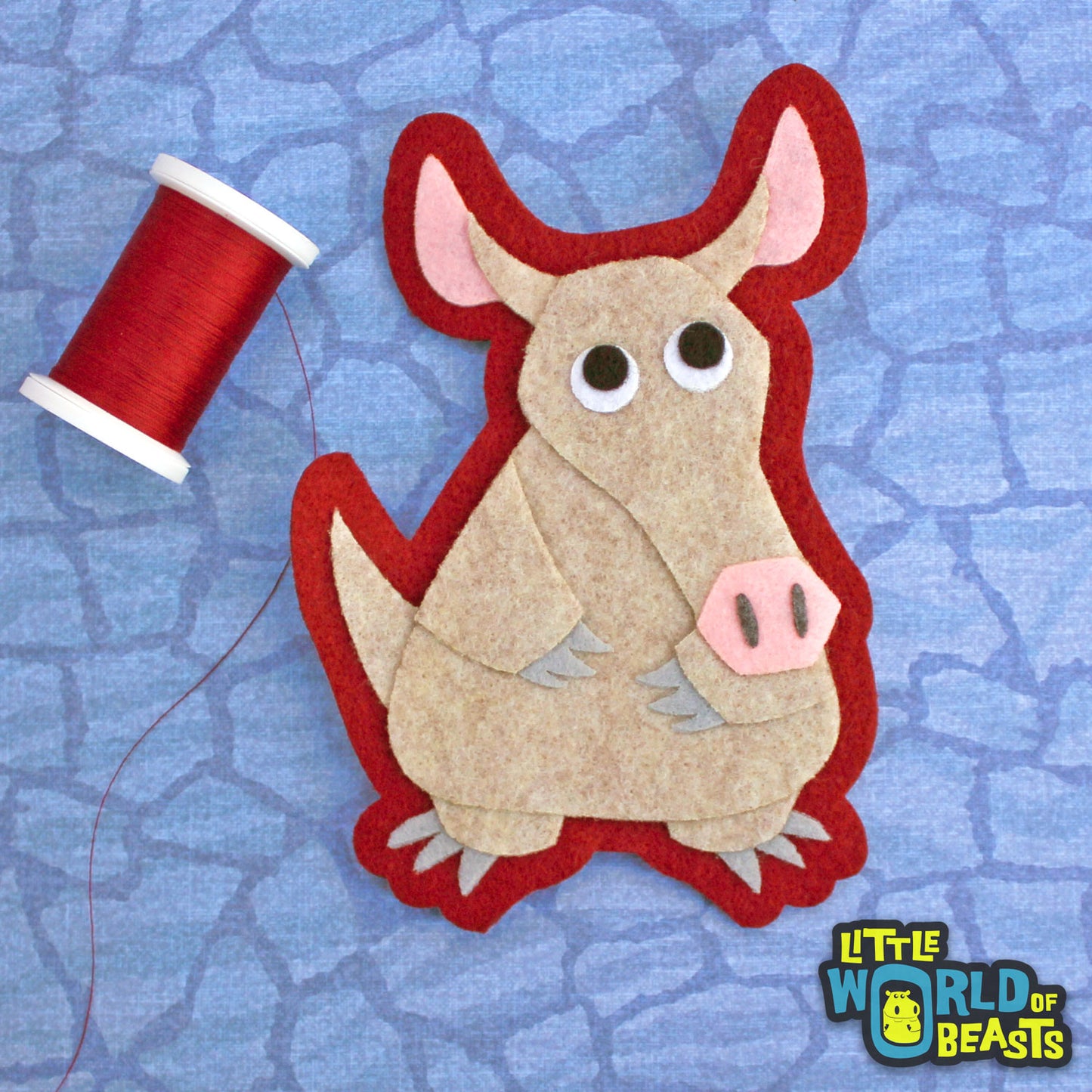 Aardvark - Felt Animal Patch - Iron On or Sew On - Little World of Beasts