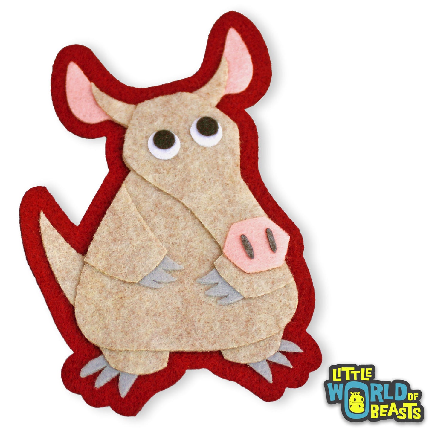 Aardvark - Felt Animal Patch - Iron On or Sew On - Little World of Beasts