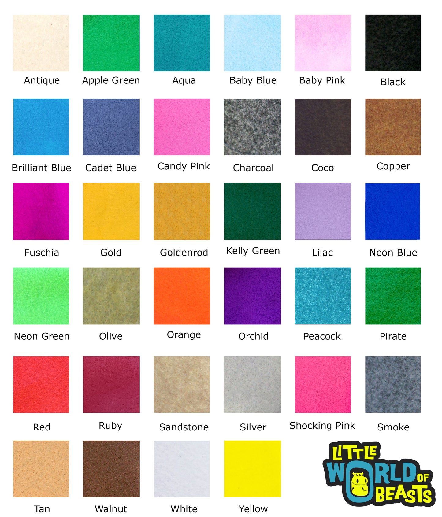 Little World of Beasts Color Swatches