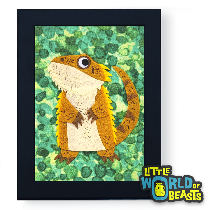 Bearded dragon with a green back