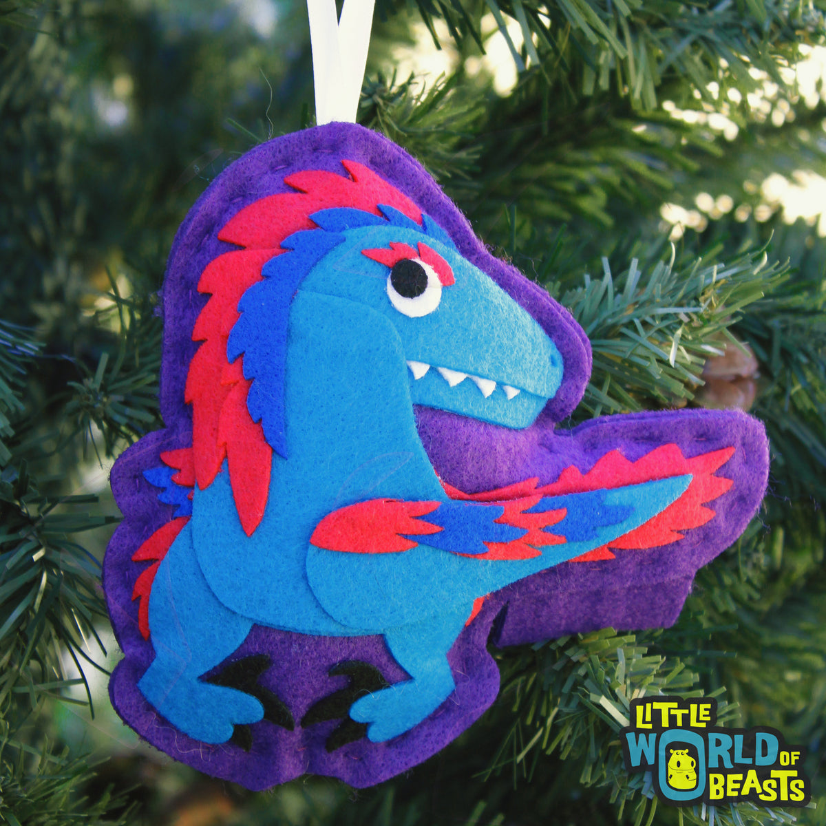 Handmade 
Felt Christmas Ornament - Velociraptor