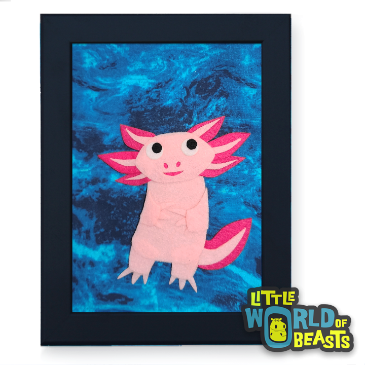 Axolotl Framed Felt animal art
