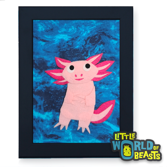 Axolotl Framed Felt animal art
