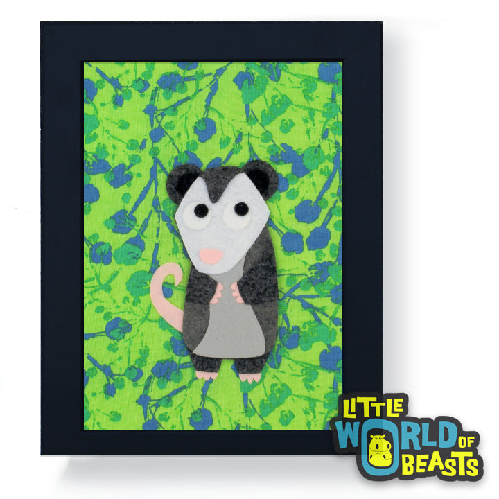 Quigley the Opossum- Felt Animal Nursery Art
