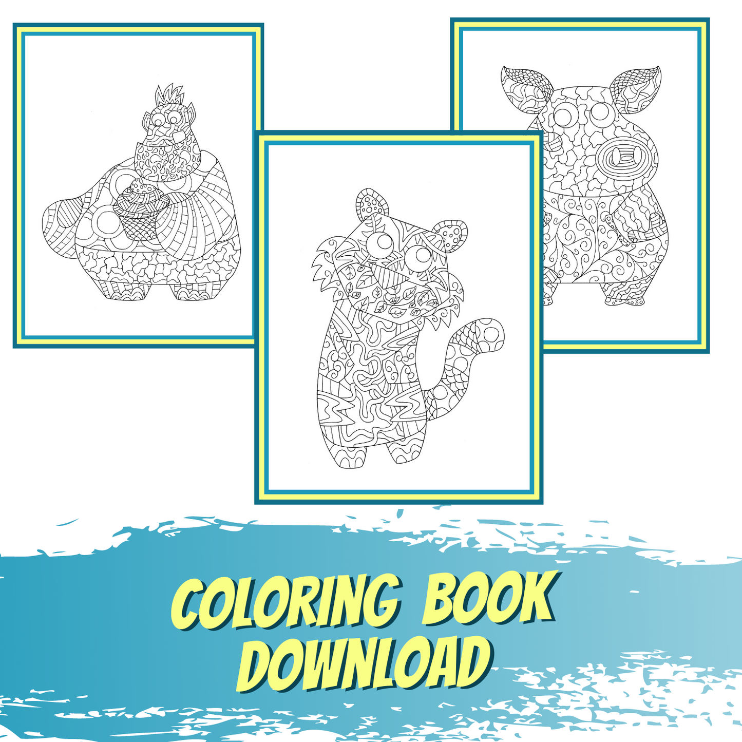 Little World of Beasts Coloring Book Download - Patterned