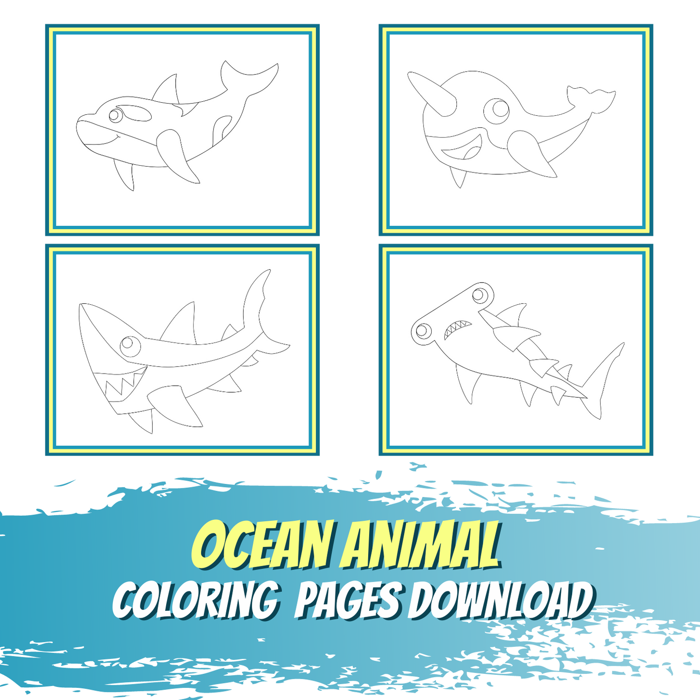 Little World of Beasts - Ocean Animal Coloring Pages - Line Art