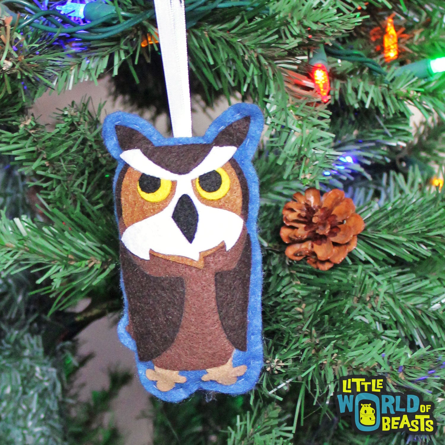 Owl - Handmade Felt Woodland Animal Ornament - Little World of Beasts