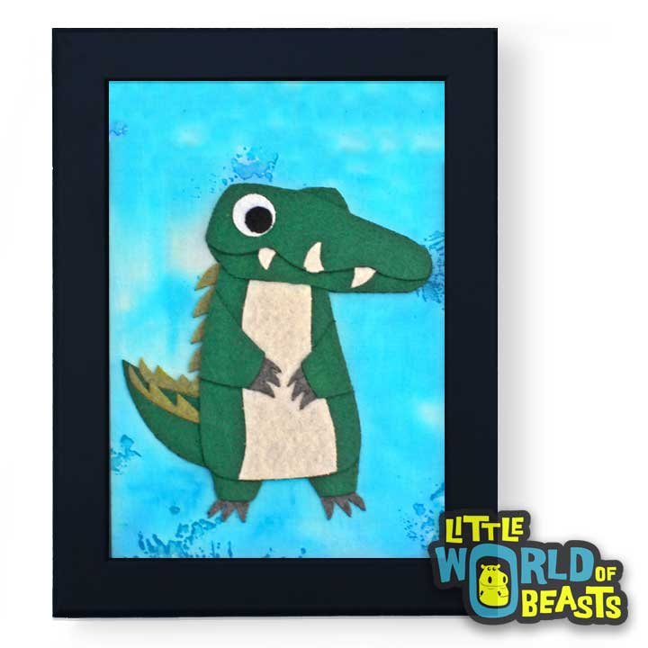 Alligator - Framed Cartoon Zoo Animal Art