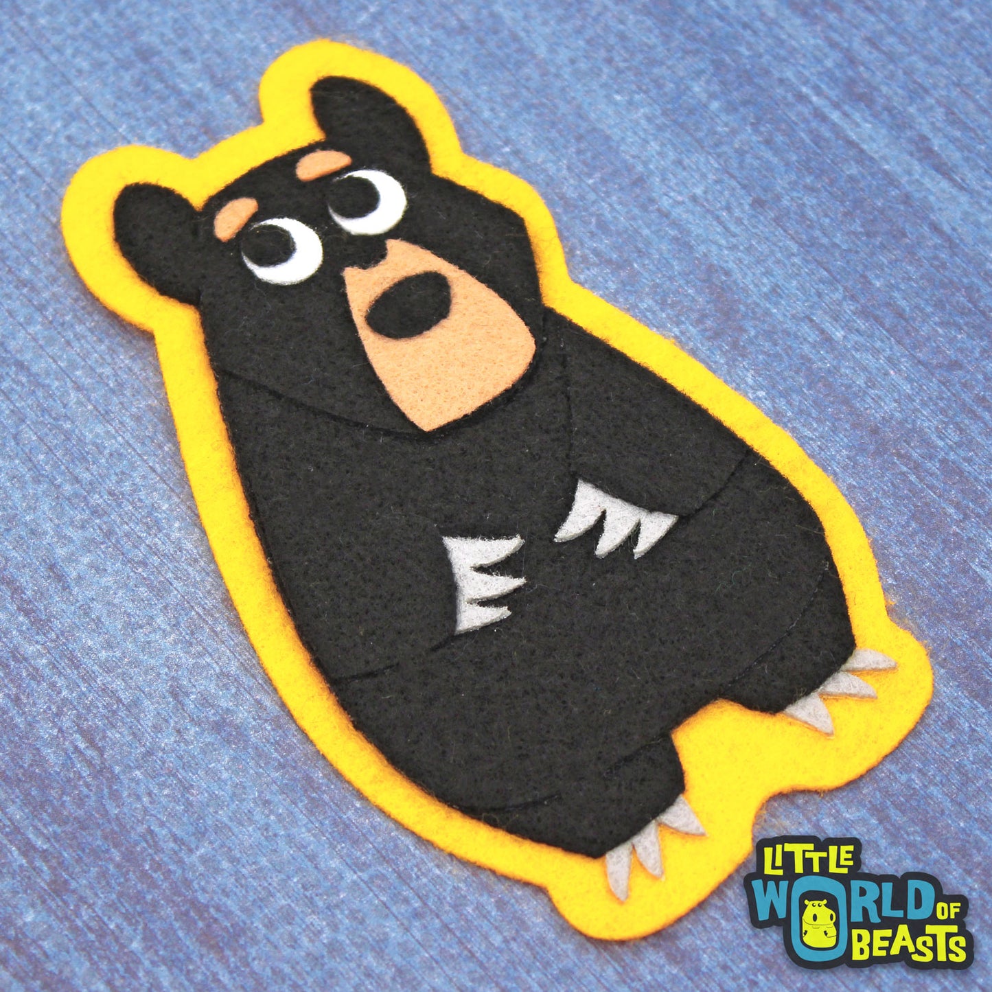 Woodland Felt Animal - Black Bear - Iron On or Sew On Patch 