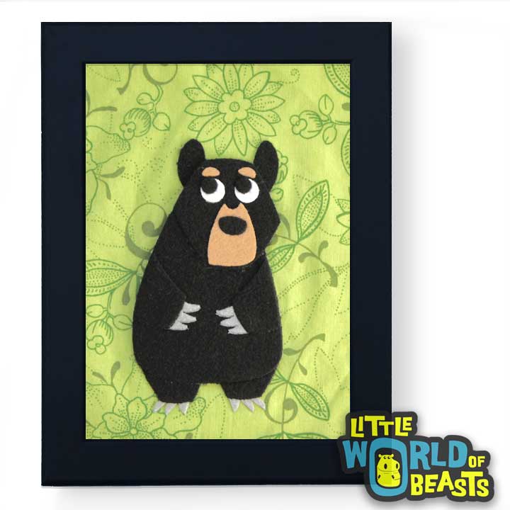 black-bear-frame.jpg  720 × 720px  Black Bear - Framed Woodland Animal Art - Little World of Beasts