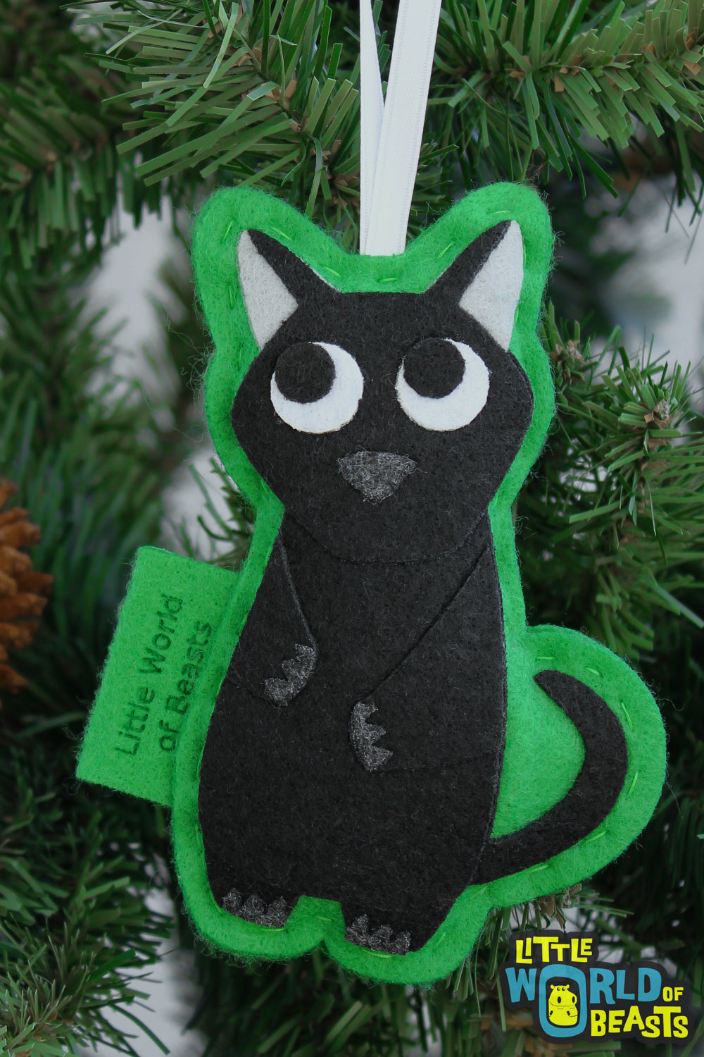 Personalized Felt Ornament - Black Cat