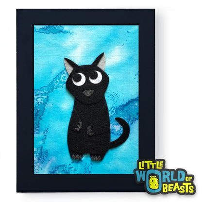 Tas the Black Cat Framed Cartoon Animal Art