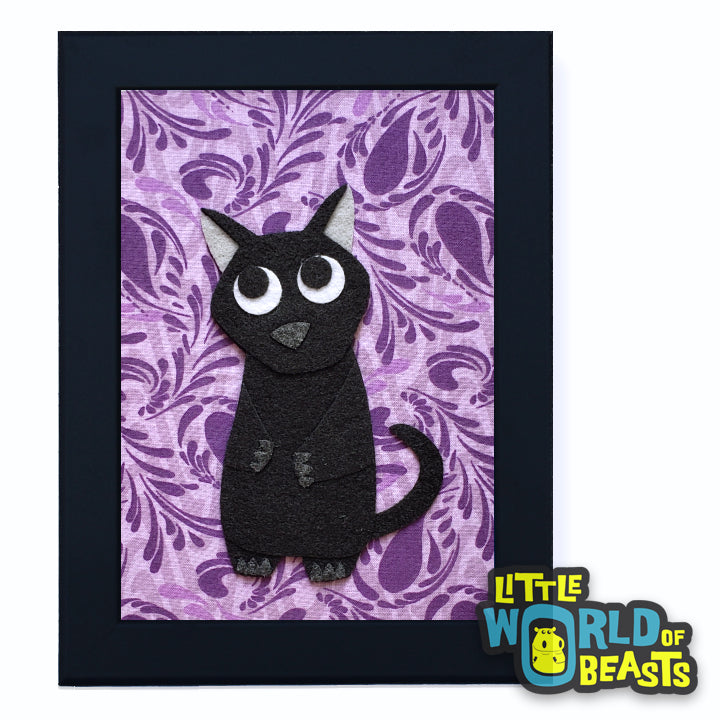 Tas the Black Cat Framed Cartoon Animal Art