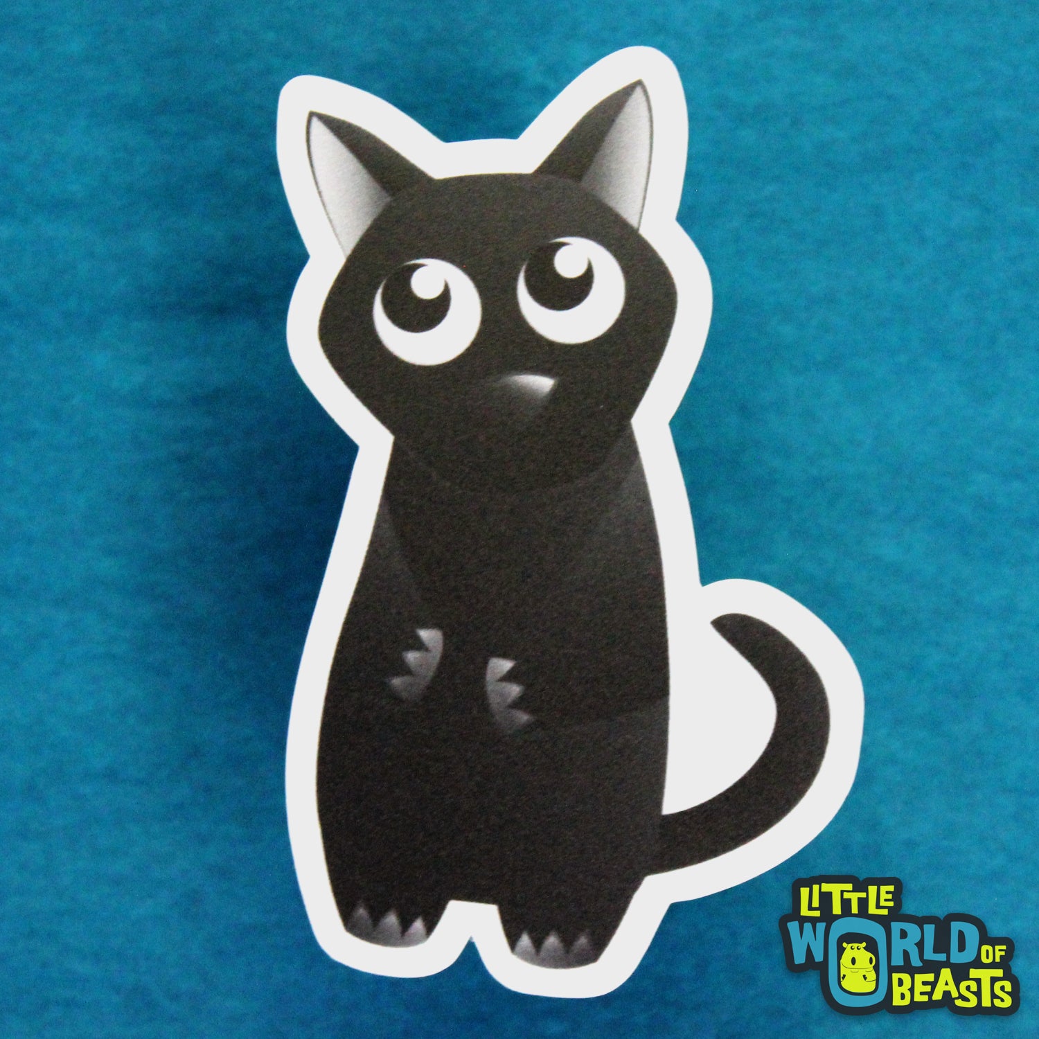 Fluffy Black Cat - Cat - Sticker