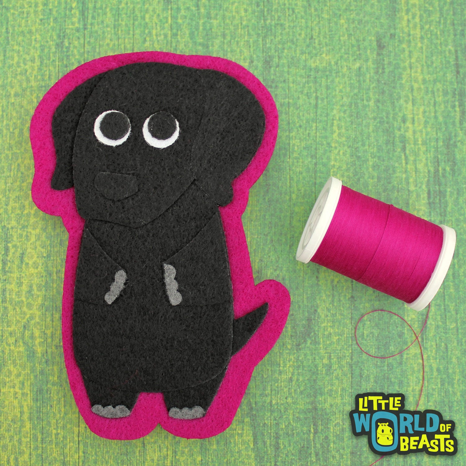 Max the Black Lab - Felt Dog Iron On or Sew On Patch  - Little World of Beasts
