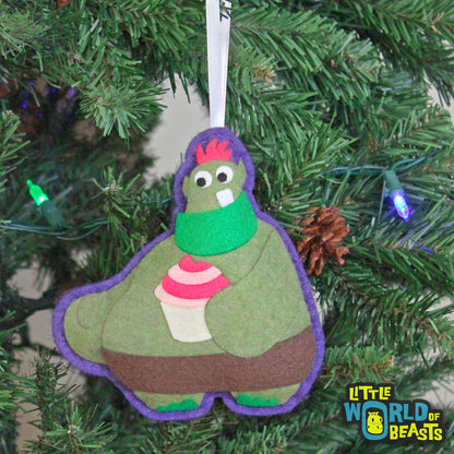 Handmade Felt Christmas Ornament - Cake Troll