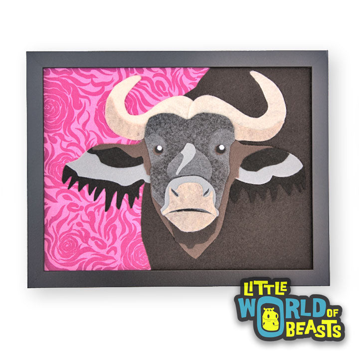 Cape Buffalo - Felt Animal Portrait - Wildlife Art