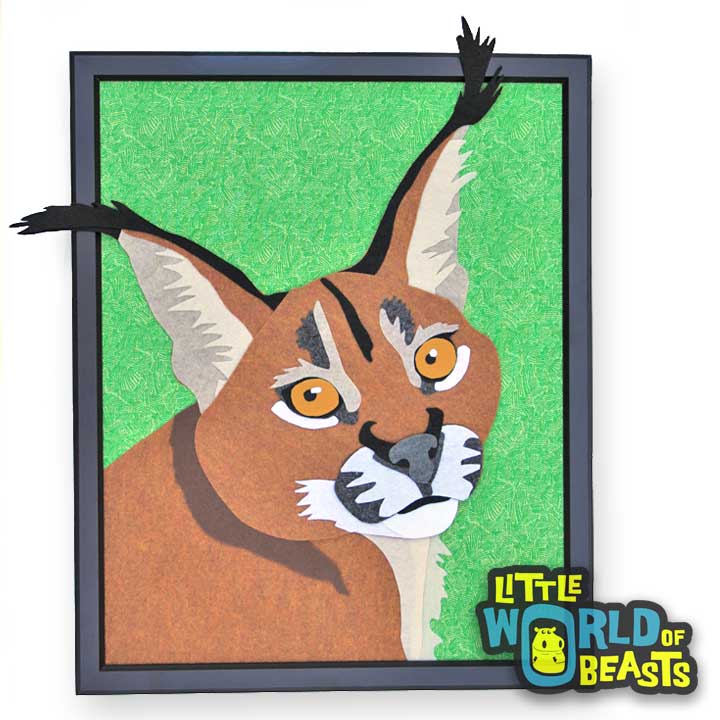 Caracal - Felt Animal Wildlife Portrait