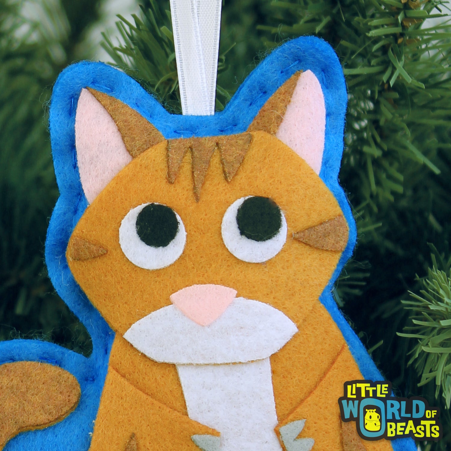 Orange Tabby Cat - Handmade Felt Christmas Ornament