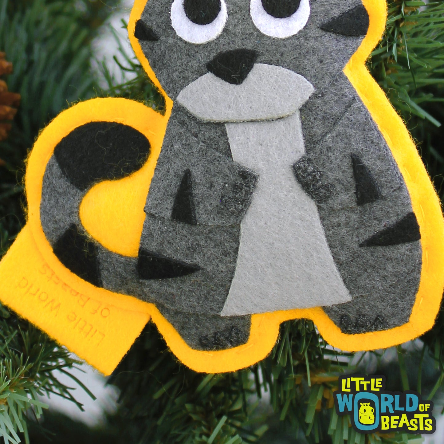 Cat Felt Ornament - Grey Tabby