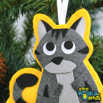 Cat Felt Ornament - Grey Tabby