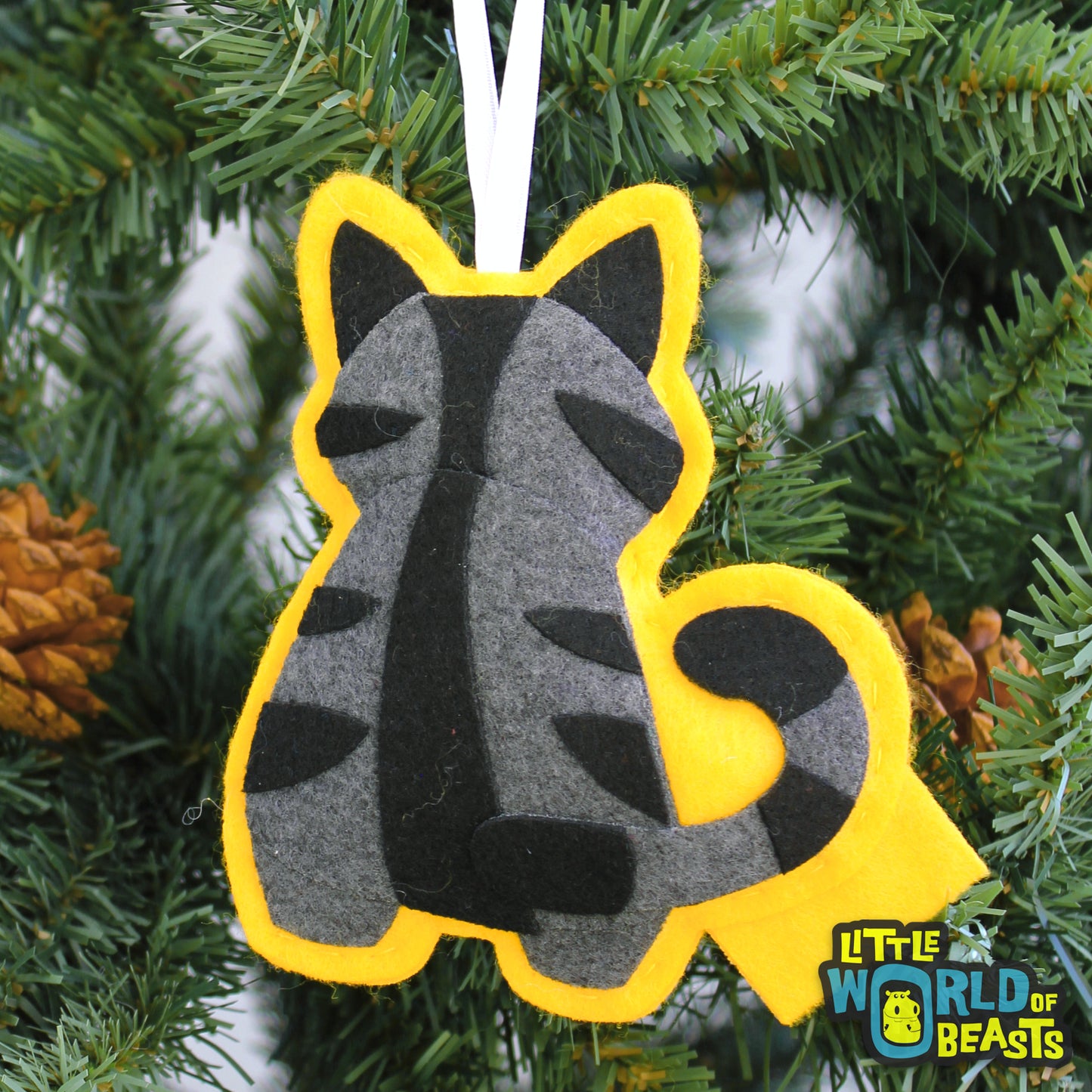 Grey Tabby - Cat Felt Ornament 