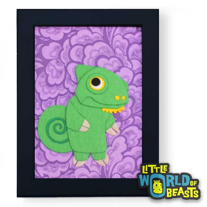 Clover the Chameleon Framed - Kids Room Decor - Little World of Beasts