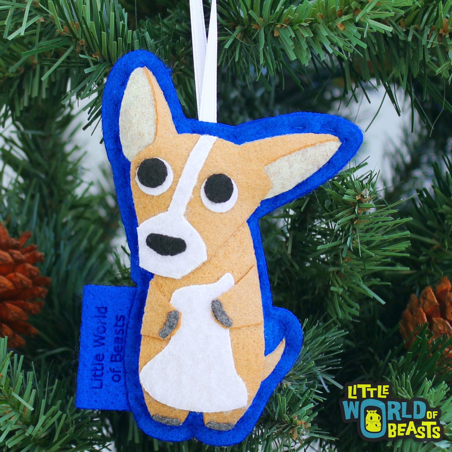 Handmade Felt Animal Christmas Ornament - Chihuahua