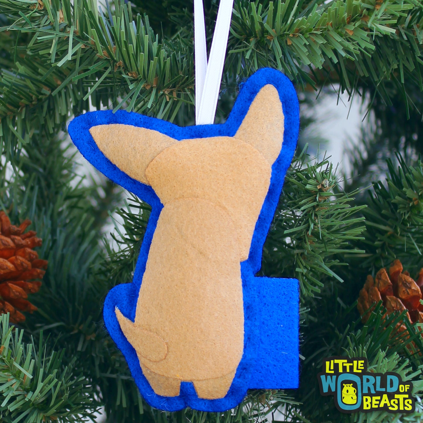 Handmade Felt Animal Christmas Ornament - Chihuahua