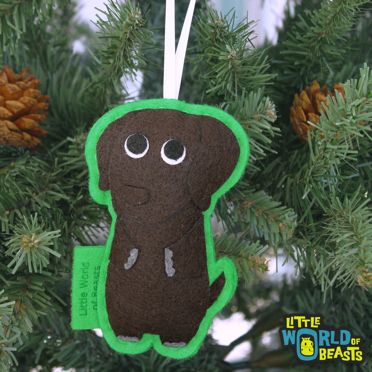 Chocolate Lab Christmas Ornament - Felt