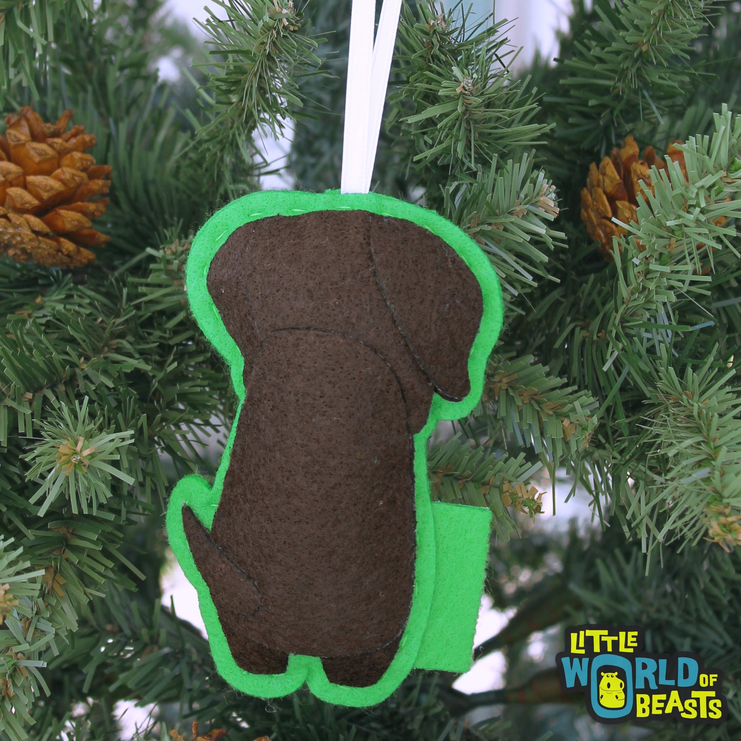 Chocolate Lab Christmas Ornament - Felt