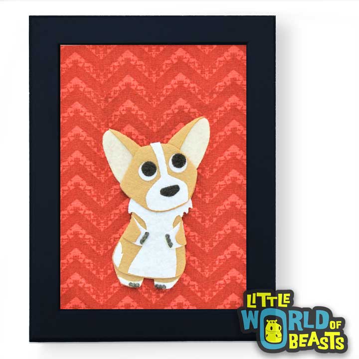 Newton the Corgi Framed - Dog Art- Kid's Room Decor