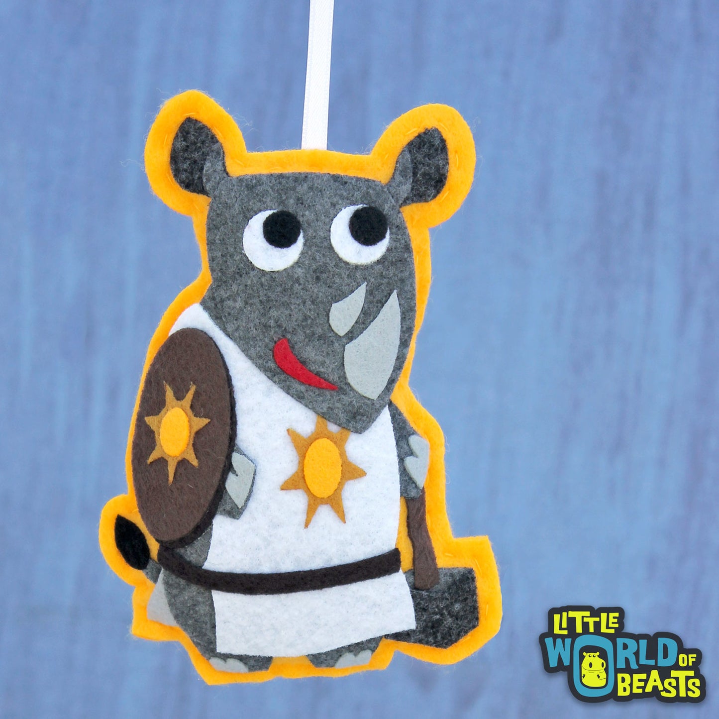 RPG Christmas Ornament - Healer - Rhino Felt Animal