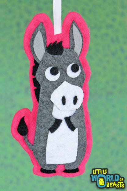 Customizable Felt Farm Animal Ornament - Donkey