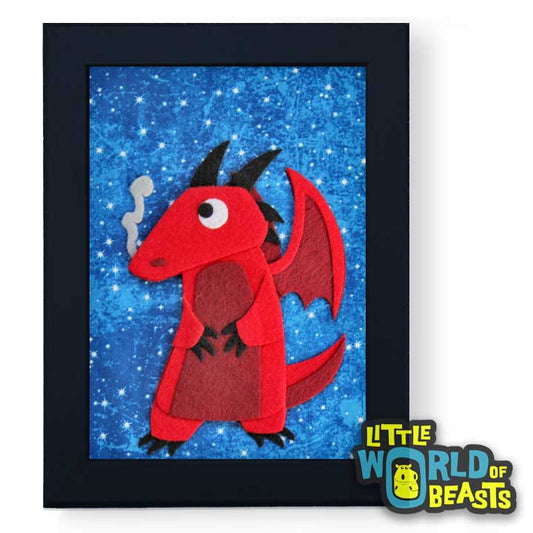 Red Dragon - Felt Nursery Art - Little World of Beasts